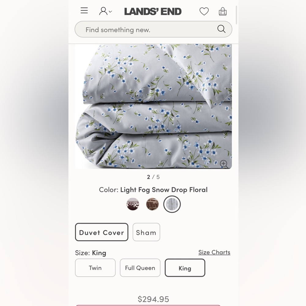 NWOT! Lands End Duvet cover-King